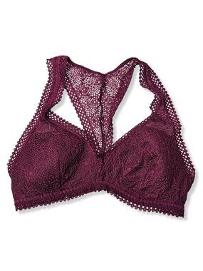 Victoria's Secret Size S Purple Lace Bralette Racerback Wire Free Lightly Lined